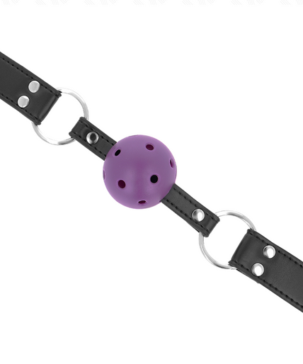 KINK - BREATHABLE BALL 4 CM GAG WITH DOUBLE RIVET PURPLE 62.5 x 2.5 CM ADJUSTABLE 42-58 CM