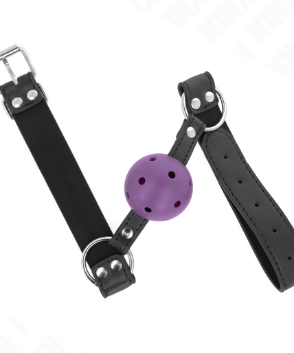 KINK - BREATHABLE BALL 4 CM GAG WITH DOUBLE RIVET PURPLE 62.5 x 2.5 CM ADJUSTABLE 42-58 CM
