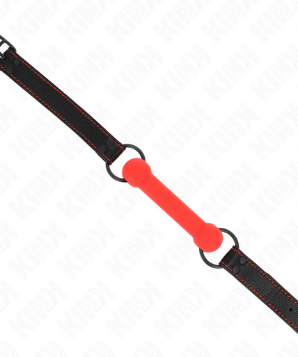 KINK - BONE GAG WITH LEATHERETTE STRAP RED ADJUSTABLE 41-57 CM