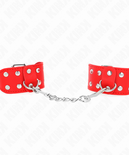 KINK - WRISTBANDS WITH DOUBLE LINE OF ADJUSTABLE STUDS RED