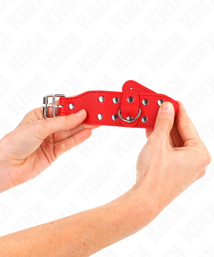 KINK - WRISTBANDS WITH DOUBLE LINE OF ADJUSTABLE STUDS RED