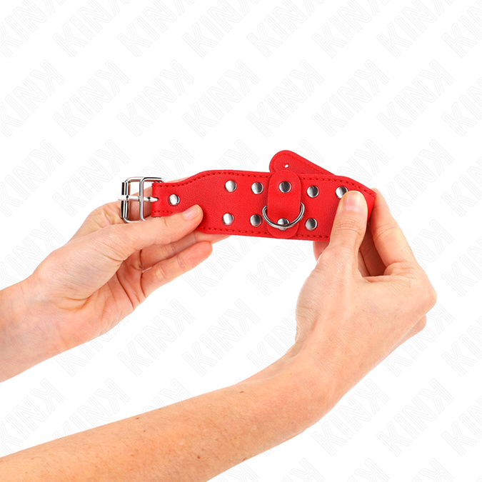 Kink – Wristbands With Double Line Of Adjustable Studs Red