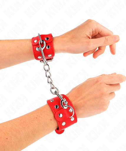 KINK - WRISTBANDS WITH DOUBLE LINE OF ADJUSTABLE STUDS RED