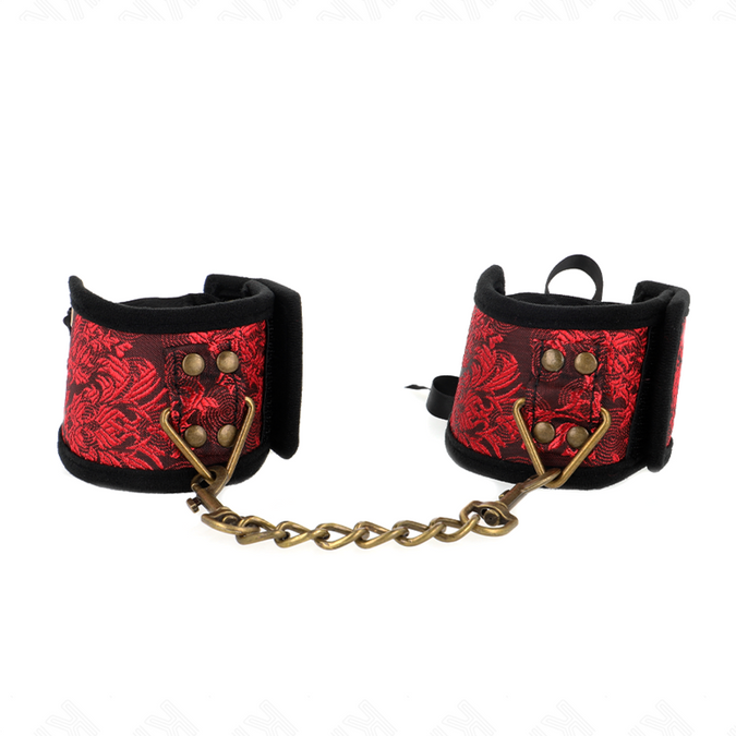 KINK - SCANDAL POLSBANDEN ROOD-ZWART KANTEN DETAILS 24,5 CM X 6,5 CM