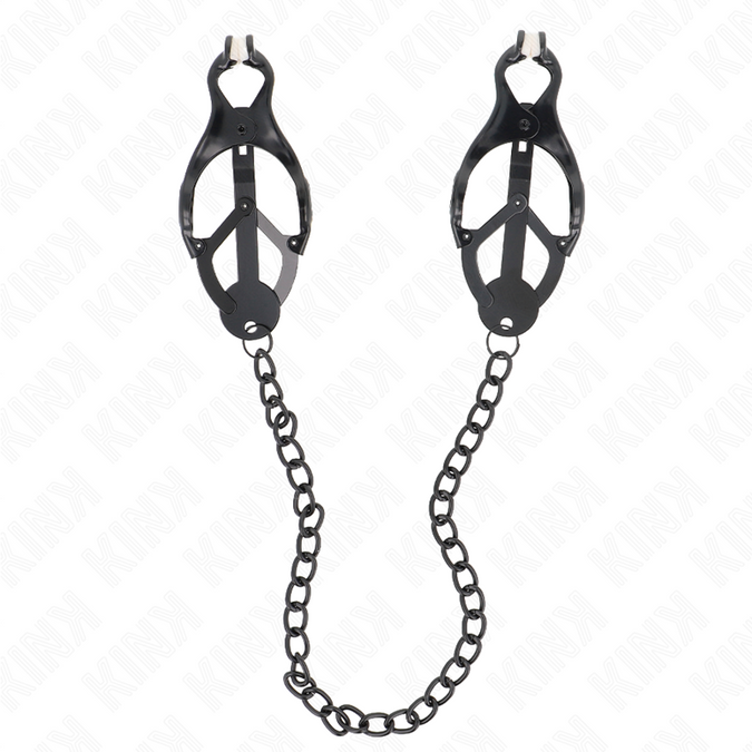 KINK - JAPANSE KLAVERTEPELKLEMMEN MET KETTING ZWART 30 CM