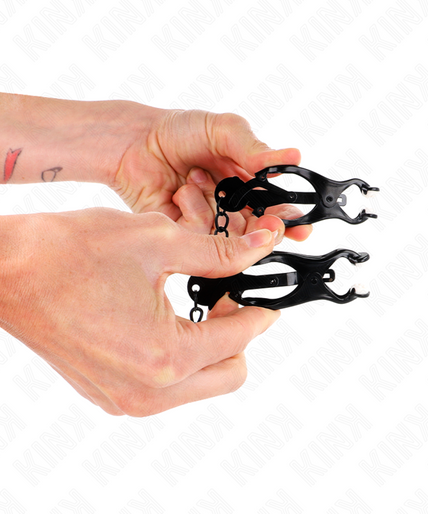 KINK - JAPANESE CLOVER NIPPLE CLAMPS WITH CHAIN BLACK 30 CM