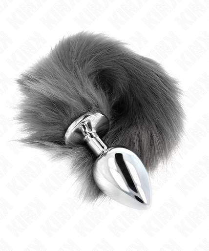 KINK - ANAL PLUG SIZE L 10 X 4 CM WITH SYNTHETIC TAIL 40 CM GREY AND WHITE