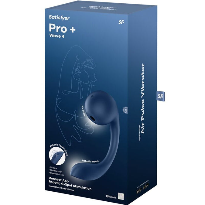 SATISFYER - PRO+ WAVE 4 G-SPOT & LUCHTDRUKSTIMULATOR GRATIS APP DONKERBLAUW
