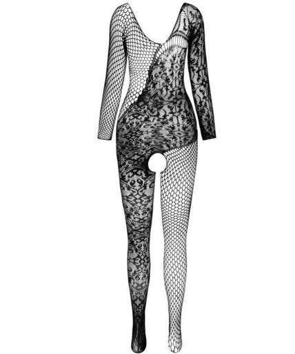 PASSION - BS 107 BODYSTOCKING ZWART ÉÉN MAAT