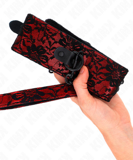 KINK - LACE NECKLACE WITH BELT WITH REAL LEATHER BELT 105 CM / 44 X 5.5 CM
