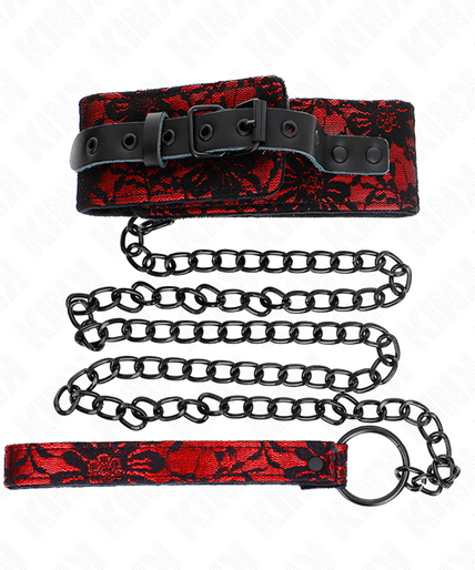 KINK - LACE NECKLACE WITH BELT WITH REAL LEATHER BELT 105 CM / 44 X 5.5 CM