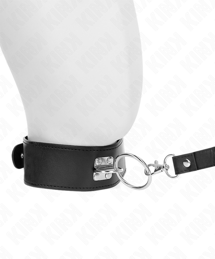 KINK - STUDDED LEASH 116 CM COLLAR WITH LEATHERETTE STRAP 50 X 5 CM