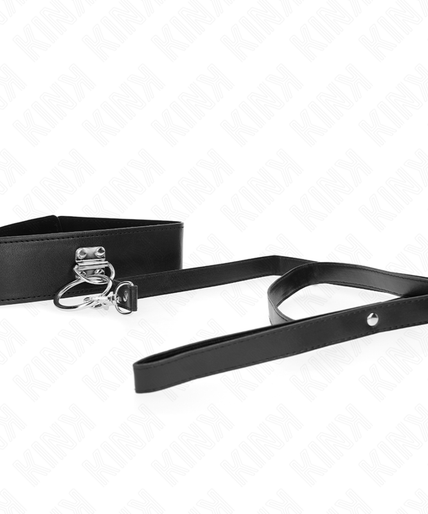 KINK - STUDDED LEASH 116 CM COLLAR WITH LEATHERETTE STRAP 50 X 5 CM
