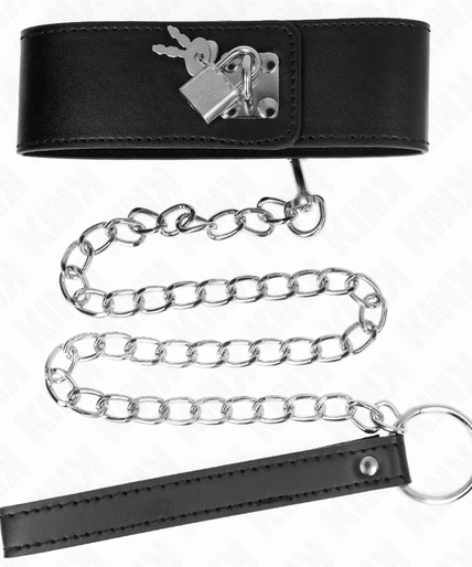 KINK - NECKLACE WITH BELT 65 CM WITH WIDE BLACK STRAP ADJUSTABLE 33.5-41 CM X 5 CM