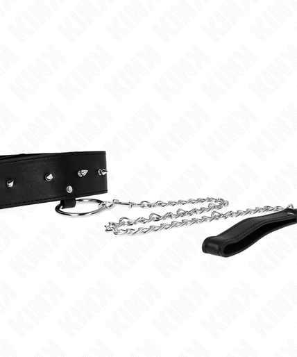 KINK - NECKLACE 65 CM WITH LEASH WITH SILVER STUDS MODEL 2 ADJUSTABLE 36-43 CM X 5 CM