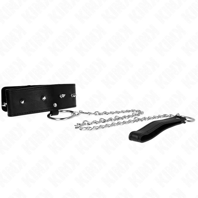 Kink – Necklace 65 Cm With Leash With Silver Studs Model 2 Adjustable 36 – 43 Cm X 5 Cm