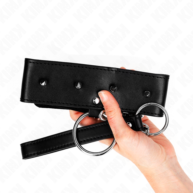 Kink – Necklace 65 Cm With Leash With Silver Studs Model 2 Adjustable 36 – 43 Cm X 5 Cm