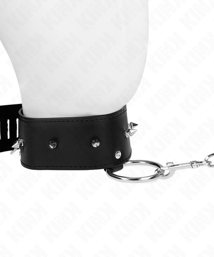 KINK - NECKLACE 65 CM WITH LEASH WITH SILVER STUDS MODEL 2 ADJUSTABLE 36-43 CM X 5 CM