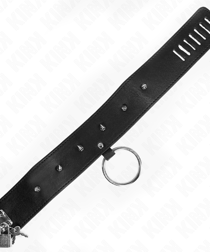 KINK - NECKLACE 65 CM WITH LEASH WITH SILVER STUDS MODEL 2 ADJUSTABLE 36-43 CM X 5 CM