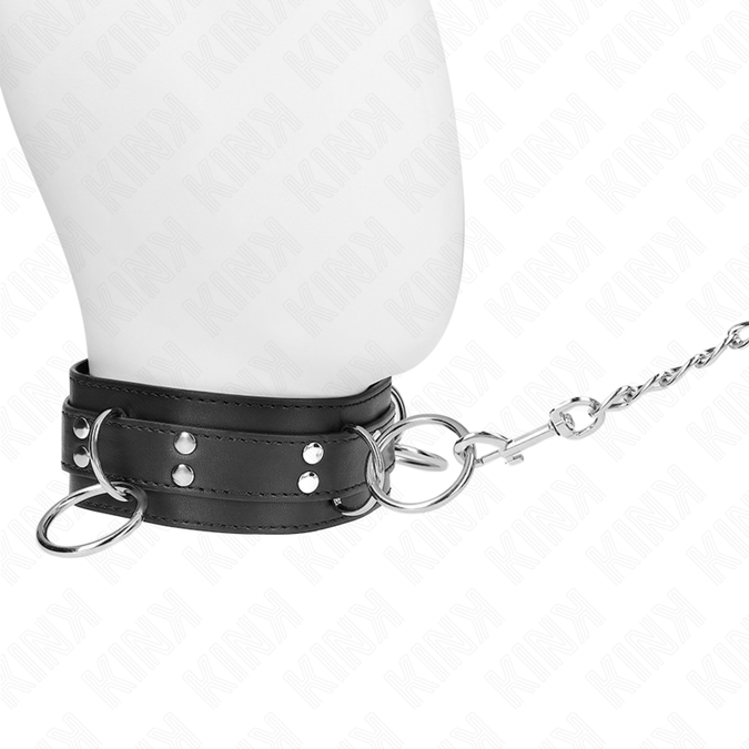 Kink – 3 Ring Slavernij Ketting met Band 80 cm 53 x 5 cm