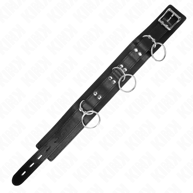 Kink – 3 Ring Slavernij Ketting met Band 80 cm 53 x 5 cm