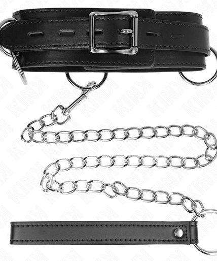 KINK - 3 RING SLAVERY NECKLACE WITH STRAP 80 CM 53 X 5 CM