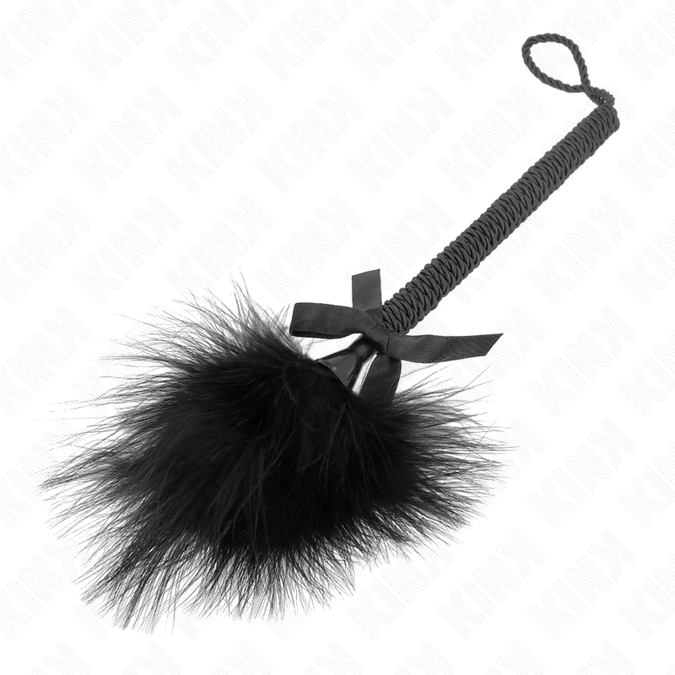 KINK - NYLON TOUWEN ZWEEP MET KIETELVEER EN ZWARTE STRIK 25 CM