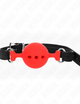 Kink – Volledig siliconen bit 55 x 2 cm met 4,5 cm bal, maat M, rood, verstelbaar 35 – 51 cm