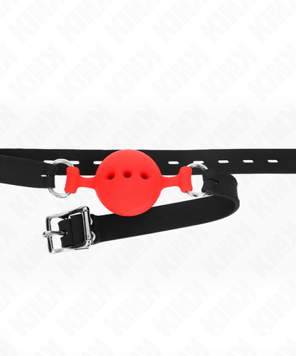 KINK - FULL SILICONE GAG 55 x 2 CM WITH 4.5 CM BALL SIZE M RED ADJUSTABLE 35-51 CM