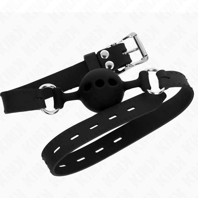 Kink – Full Silicone Gag 55 X 2 Cm With 4 Cm Ball Size S Black Adjustable 35 – 51 Cm