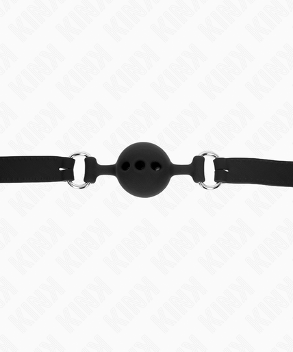KINK - FULL SILICONE GAG 55 x 2 CM WITH 4 CM BALL SIZE S BLACK ADJUSTABLE 35-51 CM