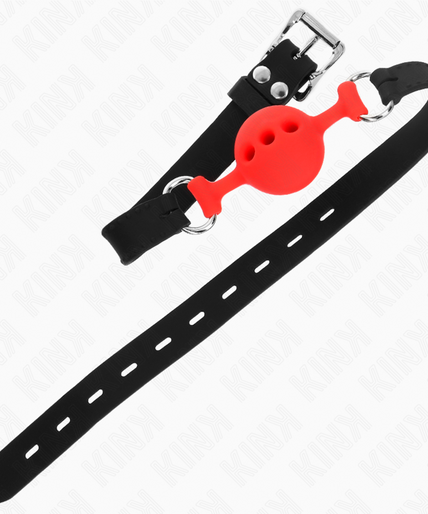 KINK - FULL SILICONE GAG 55 x 2 CM WITH 4 CM BALL SIZE S RED ADJUSTABLE 35-51 CM