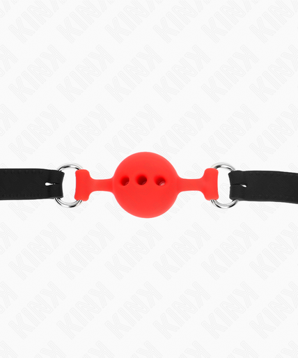 KINK - FULL SILICONE GAG 55 x 2 CM WITH 4 CM BALL SIZE S RED ADJUSTABLE 35-51 CM