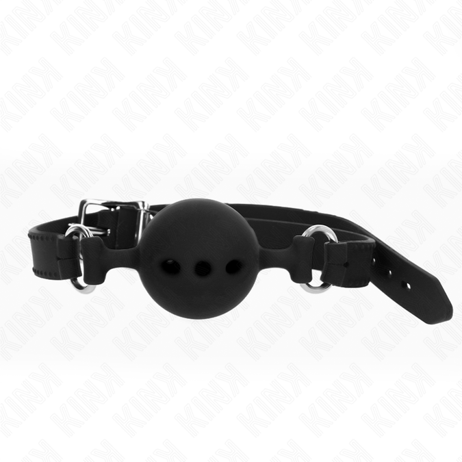 Kink – Full Silicone Gag 55 X 2 Cm With 5 Cm Ball Size L Black Adjustable 35 – 51 Cm