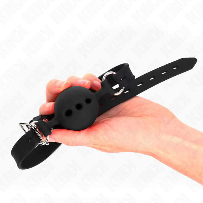 Kink – Full Silicone Gag 55 X 2 Cm With 5 Cm Ball Size L Black Adjustable 35 – 51 Cm