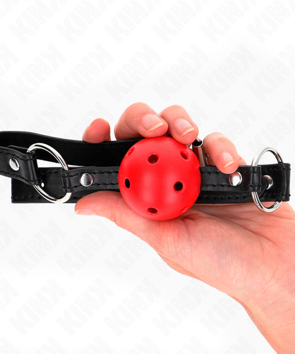 Kink – Holle harde rode bal 4,5 cm mondknevel model 1 63,5 x 2 cm