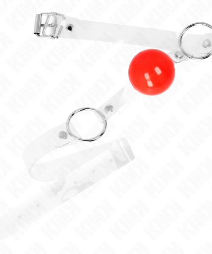 KINK - RED TRANSPARENT PVC BALL 4 CM GAG ADJUSTABLE