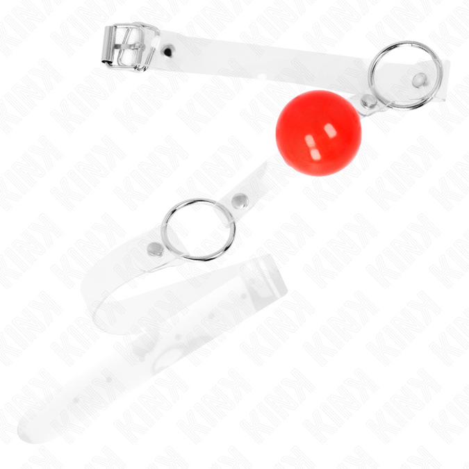 Kink – Rode Transparante PVC Ballen Mondknevel 4 cm Verstelbaar