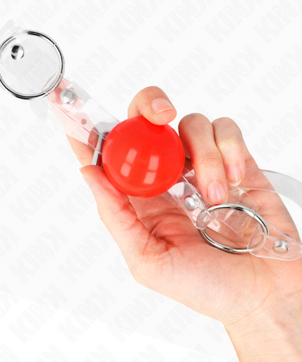 KINK - RED TRANSPARENT PVC BALL 4 CM GAG ADJUSTABLE
