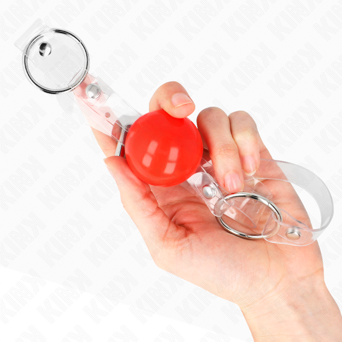 Kink – Rode Transparante PVC Ballen Mondknevel 4 cm Verstelbaar