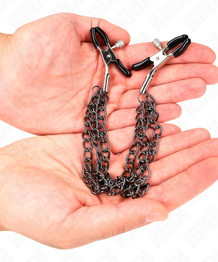 KINK - NIPPLE CLAMPS WITH 3 CHAINS BLACK 20/23/28 CM