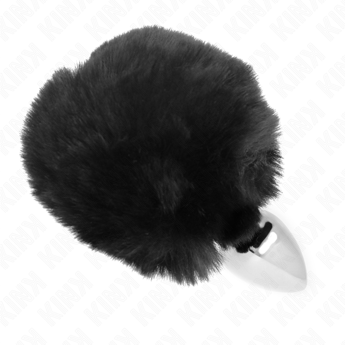 Kink – Stainless Steel Plug 7 X 3 Cm With Black Faux Fur Rabbit Tail 8 Cm
