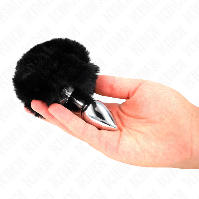 Kink – Stainless Steel Plug 7 X 3 Cm With Black Faux Fur Rabbit Tail 8 Cm