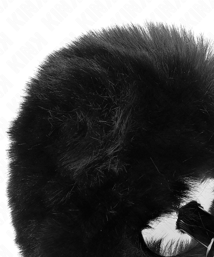 KINK - STAINLESS STEEL PLUG 7 x 3 CM WITH BLACK FAUX FUR RABBIT TAIL 8 CM