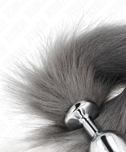 KINK - ANAL PLUG SIZE M 8 X 3.5 CM WITH SYNTHETIC TAIL 40 CM GREY AND WHITE