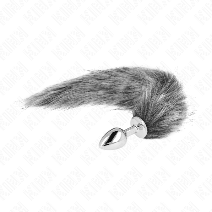 Kink – Anal Plug Size S 7 X 3 Cm With Synthetic Tail 40 Cm Grey