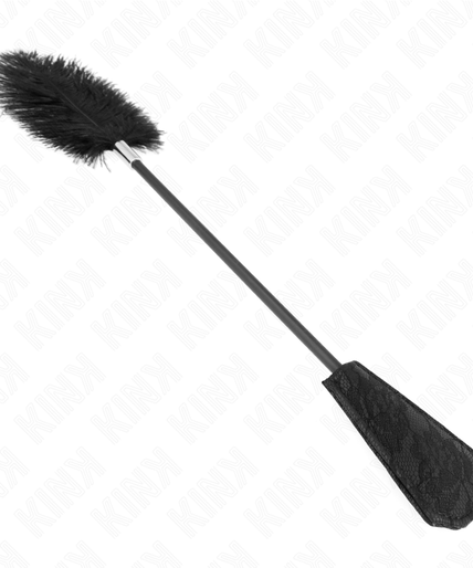 Pleasurements – Kink – Ostrich Feather Tickler With Lace Paddle 56 Cm