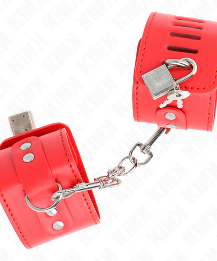 KINK - WRIST RESTRAINTS WITH PADLOCK CLOSURE RED ADJUSTABLE 16-23 CM X 5.5 CM