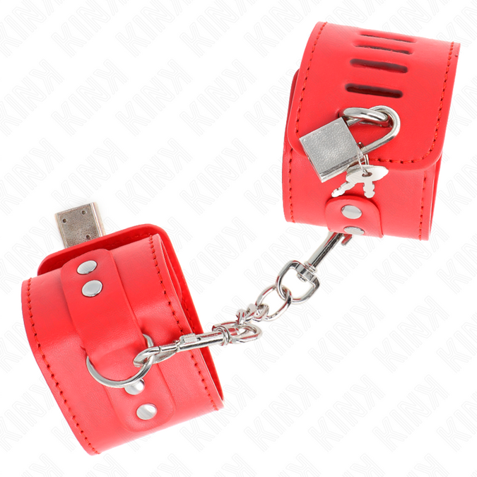 KINK - POLSBANDEN MET HANGSLUITING ROOD VERSTELBAAR 16-23 CM X 5.5 CM