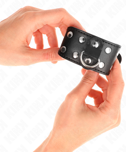 KINK - WRISTBANDS WITH DOUBLE LINE OF ADJUSTABLE STUDS BLACK